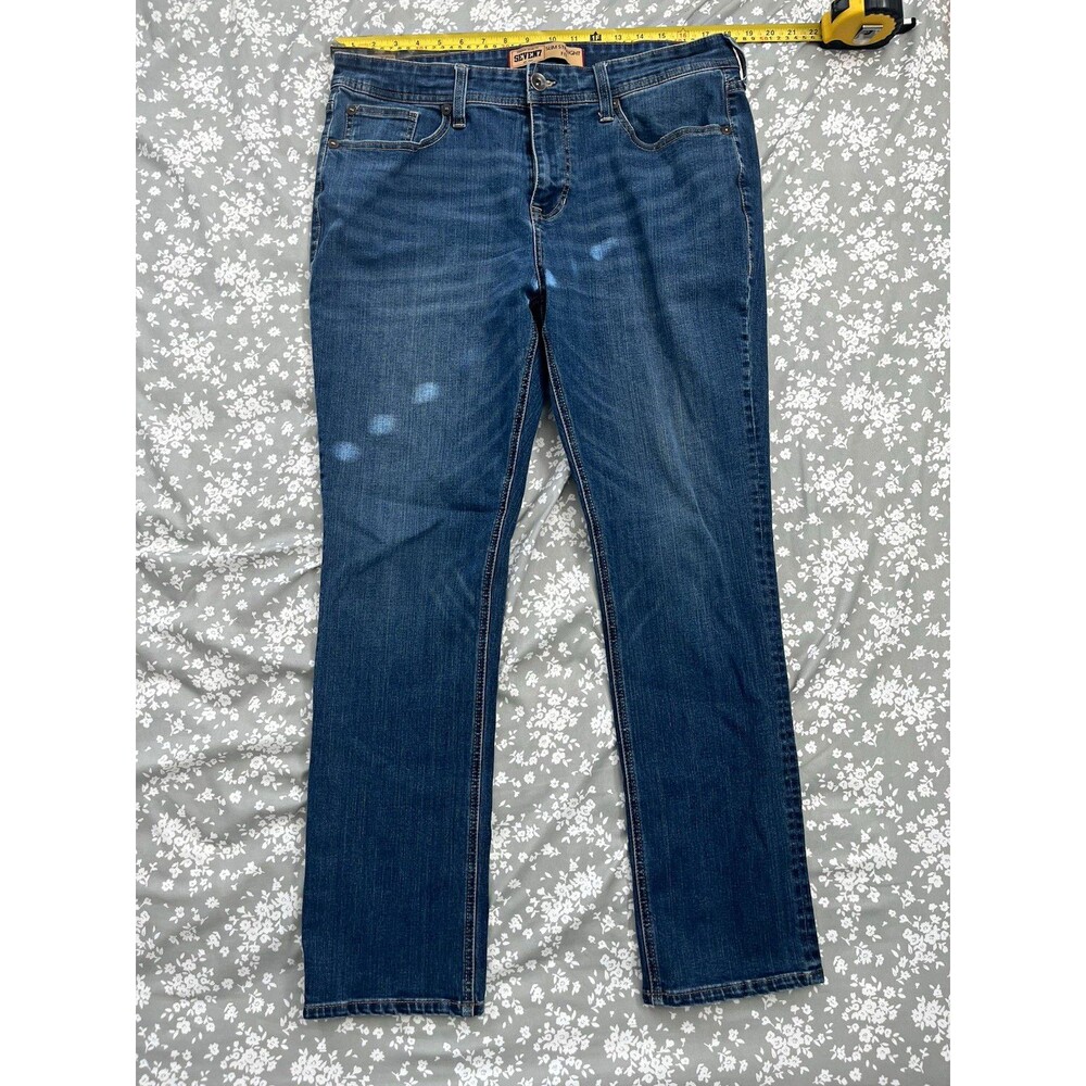 Seven7 Men's Straight Fit Jeans 36x32 Blue Medium Wash Denim Classic 5-Pocket
